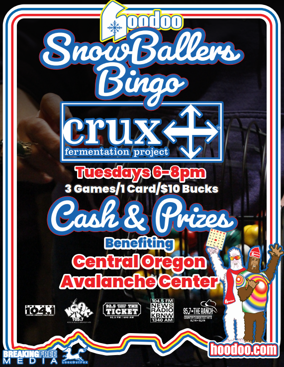 Hoodoo's Snowballers Bingo at Crux